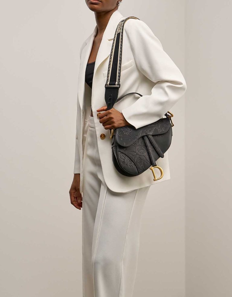 Dior Shoulder Strap Canvas Black / White on Model | Sell your designer bag