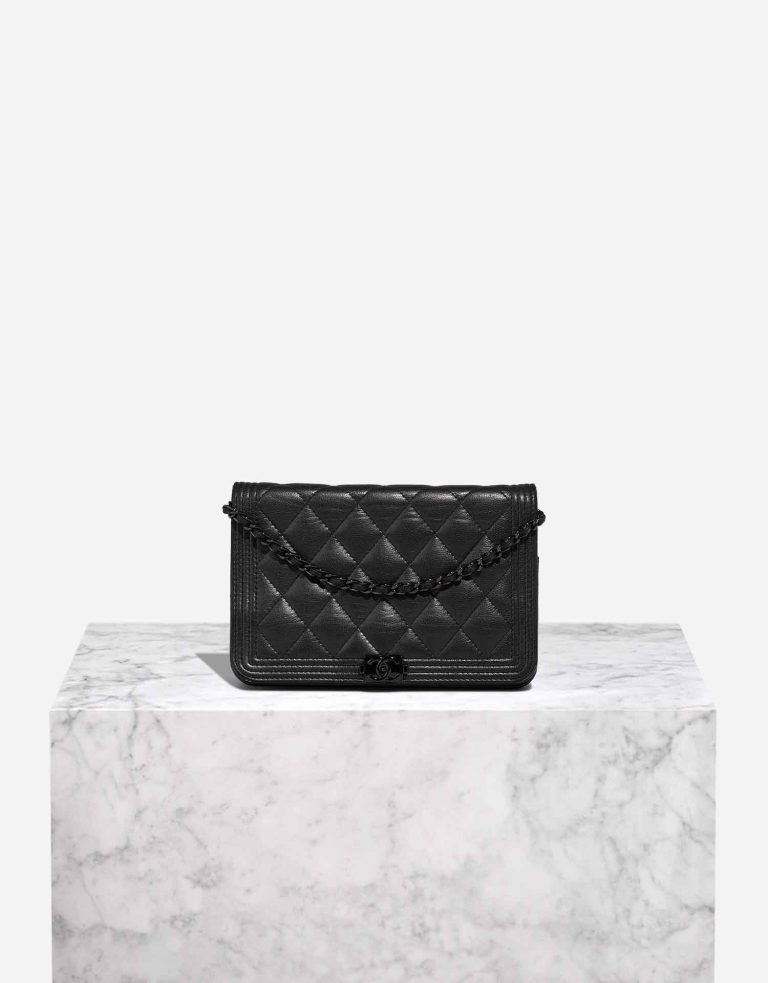 Chanel Boy Wallet On Chain Aged Calf So Black Front | Sell your designer bag
