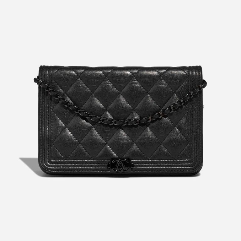 Chanel Boy Wallet On Chain Aged Calf So Black Front | Sell your designer bag