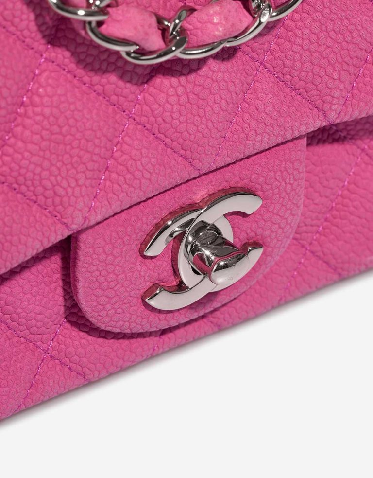 Chanel Timeless Mini Square Caviar Pink Closing System | Sell your designer bag