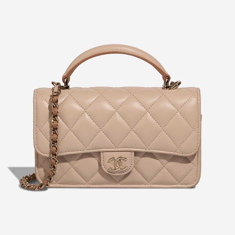Chanel Timeless Wallet On Chain Lamb Beige Front | Sell your designer bag