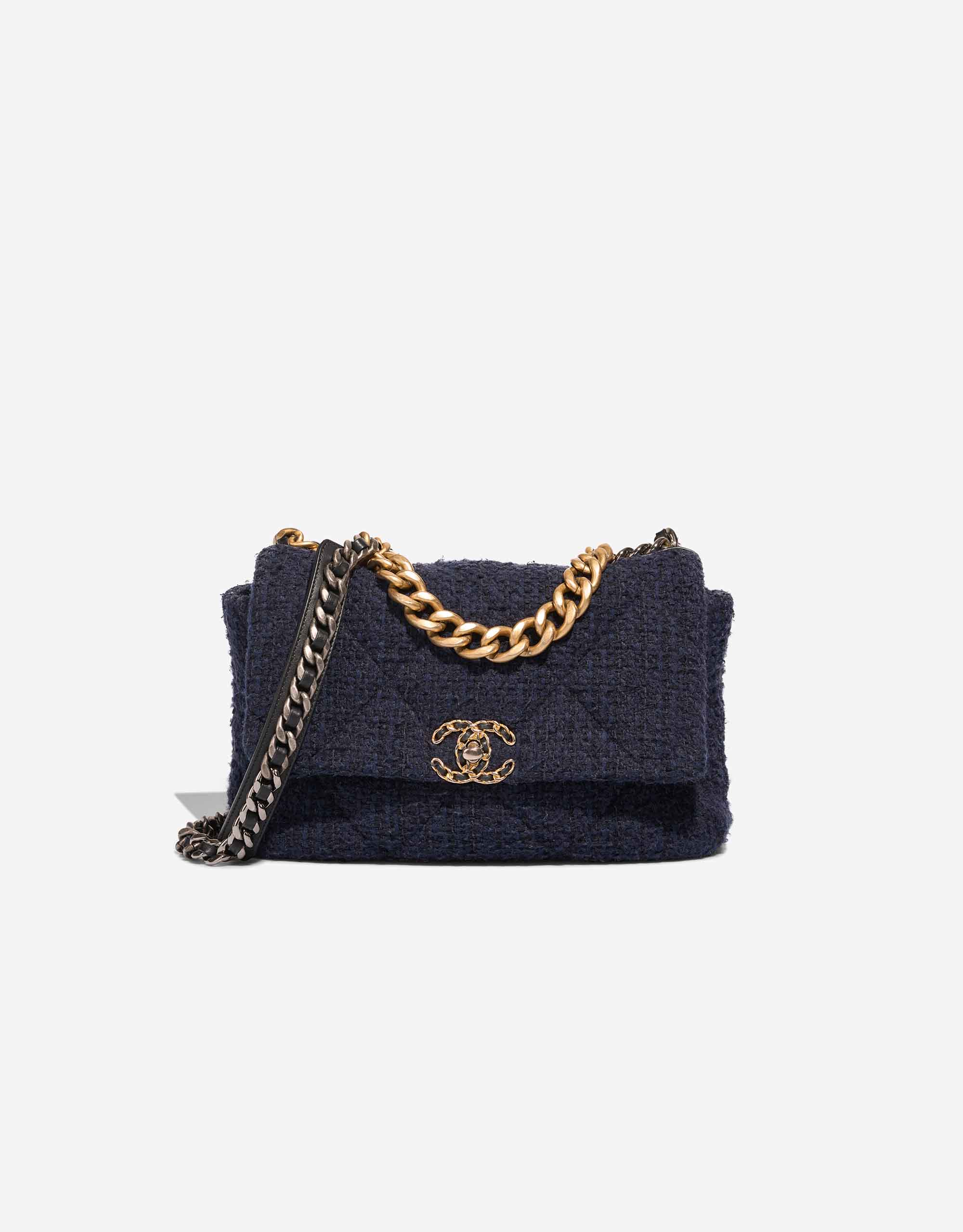 Chanel 19 Flap Bag Tweed / Lamb Dark Blue / Black | SACLÀB
