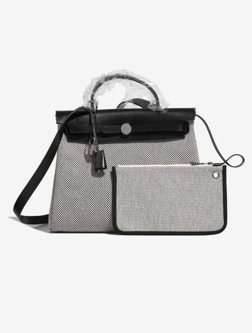 Hermès Herbag 31 Toile Criss / Vache Hunter Black / Écru Front | Sell your designer bag