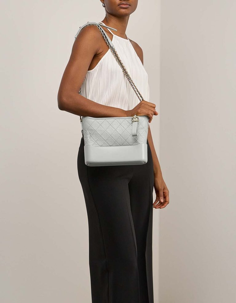Chanel Gabrielle Small Calf Gris Clair Front | Sell your designer bag
