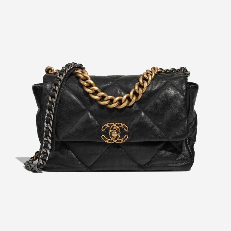 Chanel 19 Flap Bag Large Lamb Black Front | Sell your designer bag
