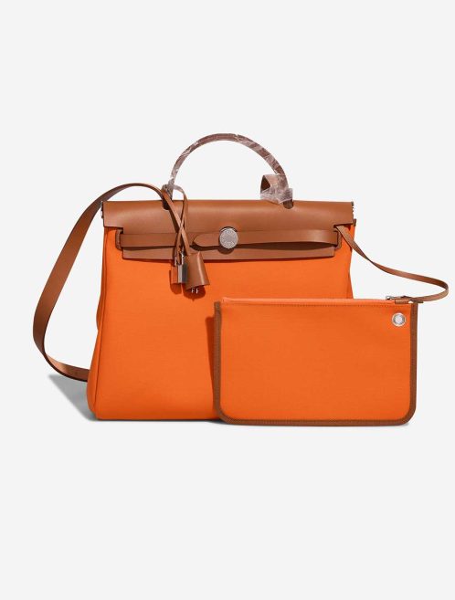 Hermès Herbag 31 Toile / Vache Hunter Orange Minium / Fauve Front | Sell your designer bag