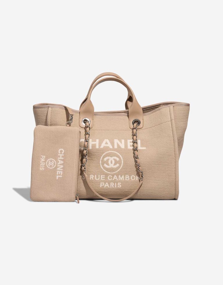 Chanel Deauville Medium Canvas / Lamb Beige Front | Sell your designer bag