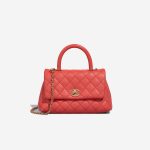 Chanel Timeless Handle Small Caviar Coral Front | Sell your designer bag