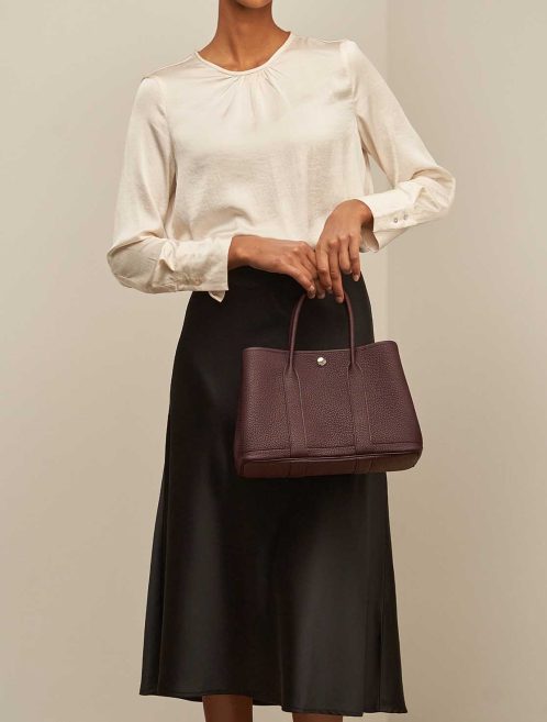 Hermès Garden Party 30 Veau Négonda Rouge Sellier on Model | Sell your designer bag