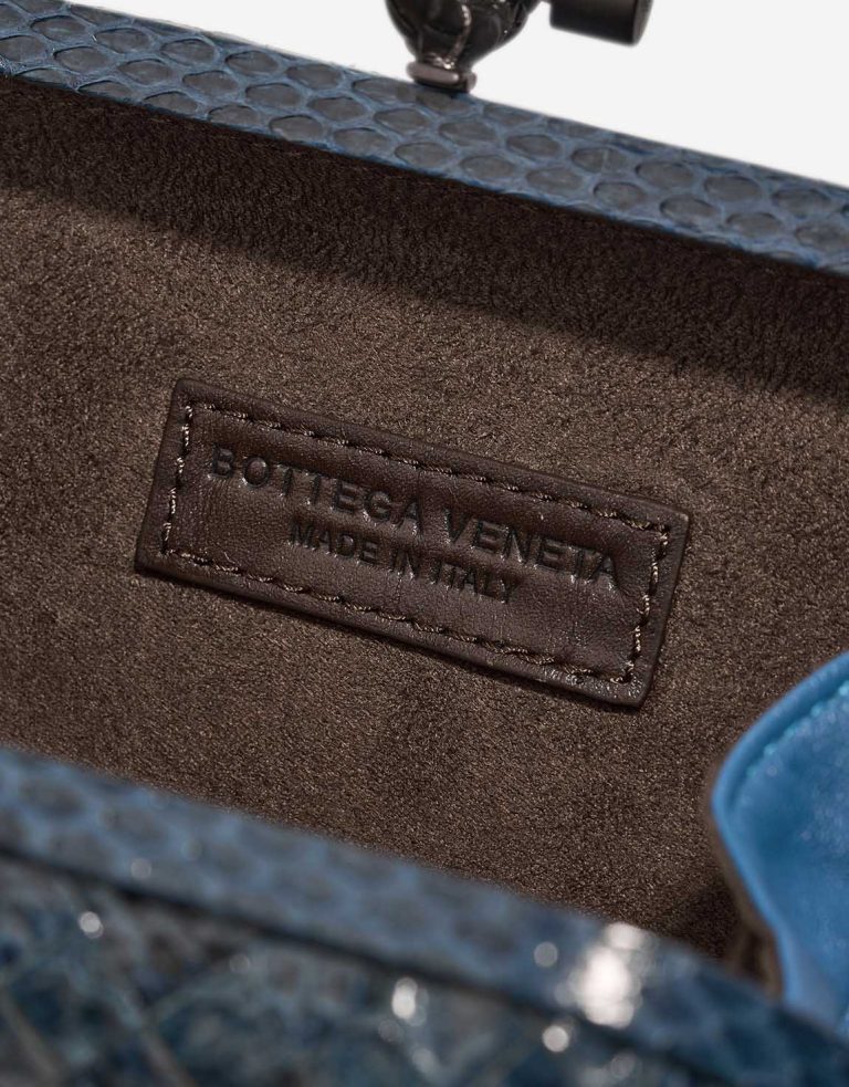 Bottega Veneta Knot Clutch Python Blue Logo | Sell your designer bag
