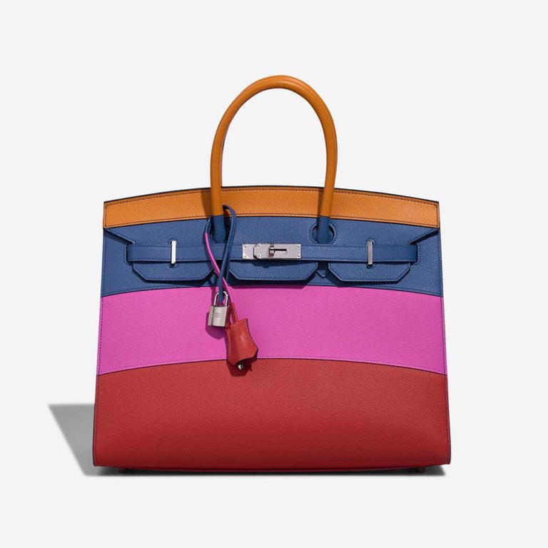 Hermès Birkin Sunset Rainbow 35 Epsom Abricot / Bleu Agate / Magnolia / Rouge Casaque Front | Sell your designer bag