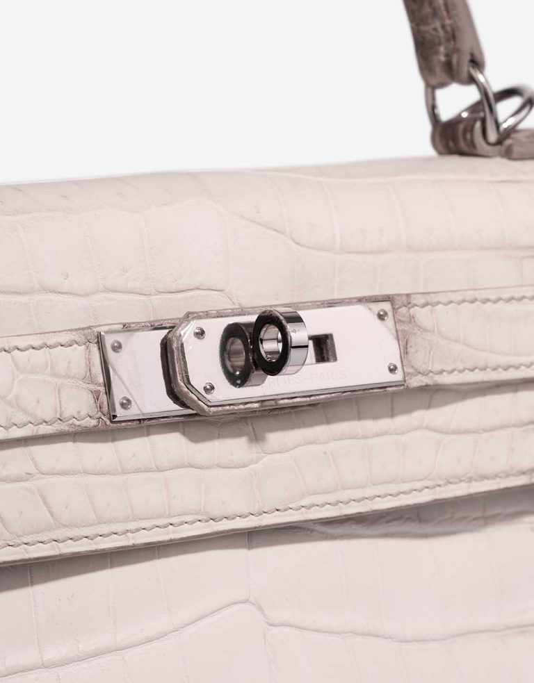 Hermès Kelly Himalaya 28 Niloticus Crocodile White Closing System | Sell your designer bag