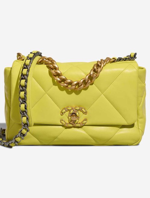 Chanel 19 Flap Bag Lamb Lime Yellow  Front | Sell your designer bag