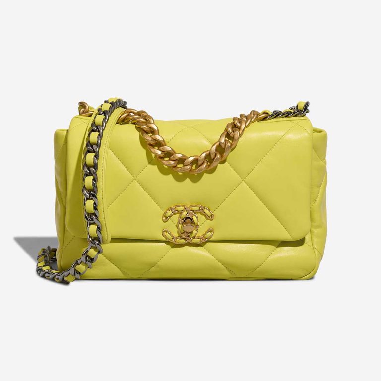 Chanel 19 Flap Bag Lamb Lime Yellow  Front | Sell your designer bag