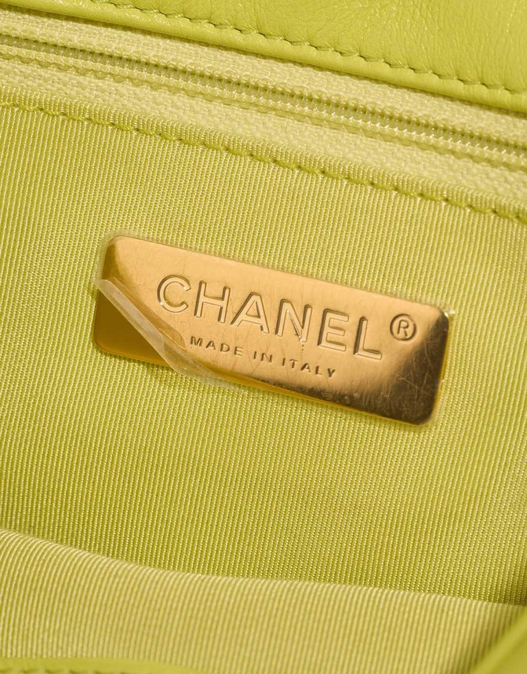 Chanel 19 Flap Bag Lamb Lime Yellow  Logo | Sell your designer bag