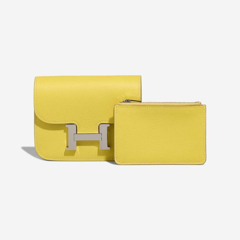 Hermès Constance Slim Wallet Evercolor Lime Front | Sell your designer bag