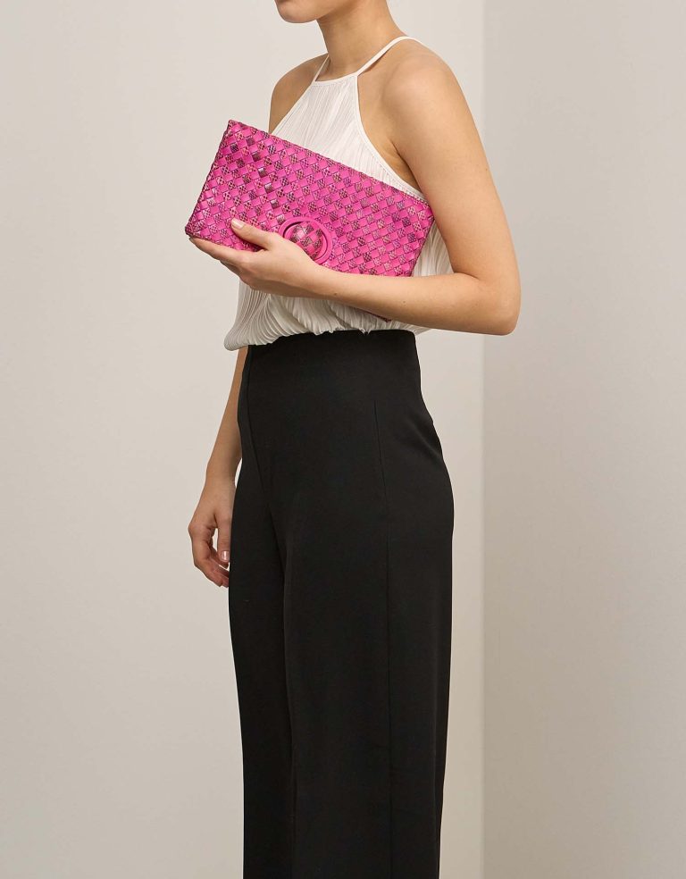 Bottega Veneta Clutch Calf / Python Fuchsia Front | Sell your designer bag