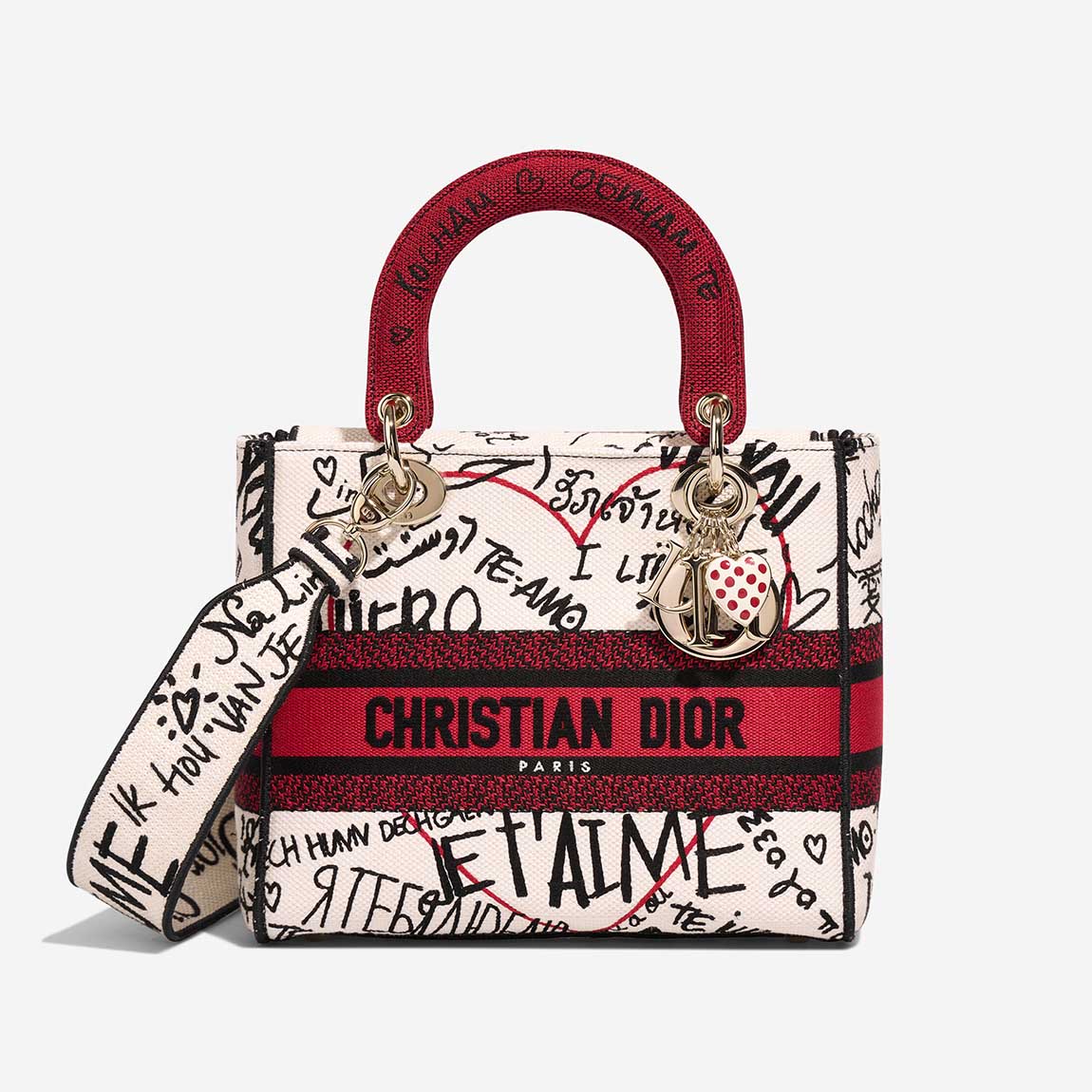 Dior Lady D-Lite Dioramour Graffiti Medium Canvas White