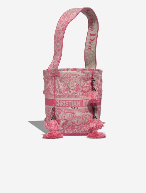 Dior D Bubble Bucket Canvas Neon Pink / White Front | Sell your designer bag