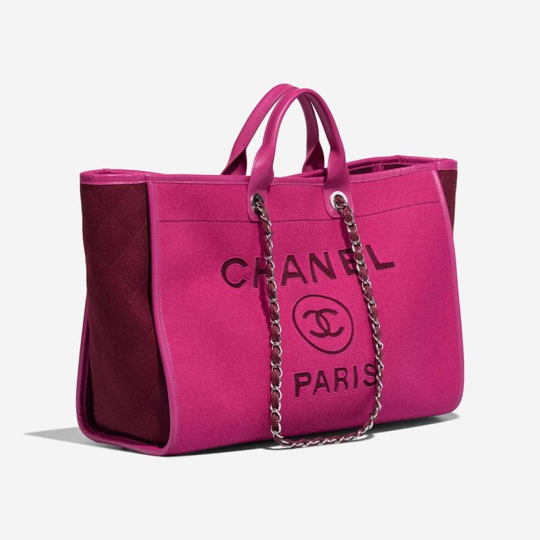 Pre-owned Chanel bag Deauville Large Felt / Lamb Fuchsia / Bordeaux Multicolour, Pink, Violet | Sell your designer bag on Saclab.com