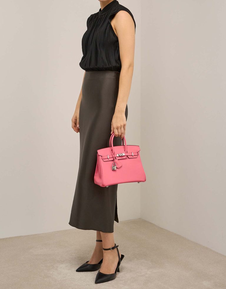 Pre-owned Hermès bag Birkin 25 Swift Rose Azalée Pink | Sell your designer bag on Saclab.com