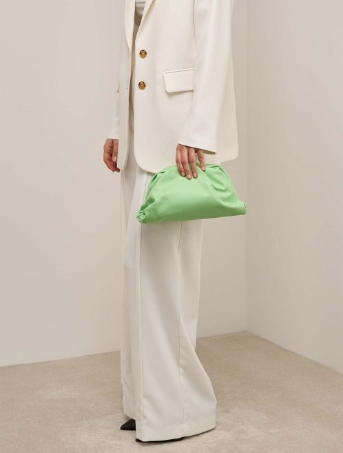 Bottega Veneta Pouch Small Calf Mint on Model | Sell your designer bag
