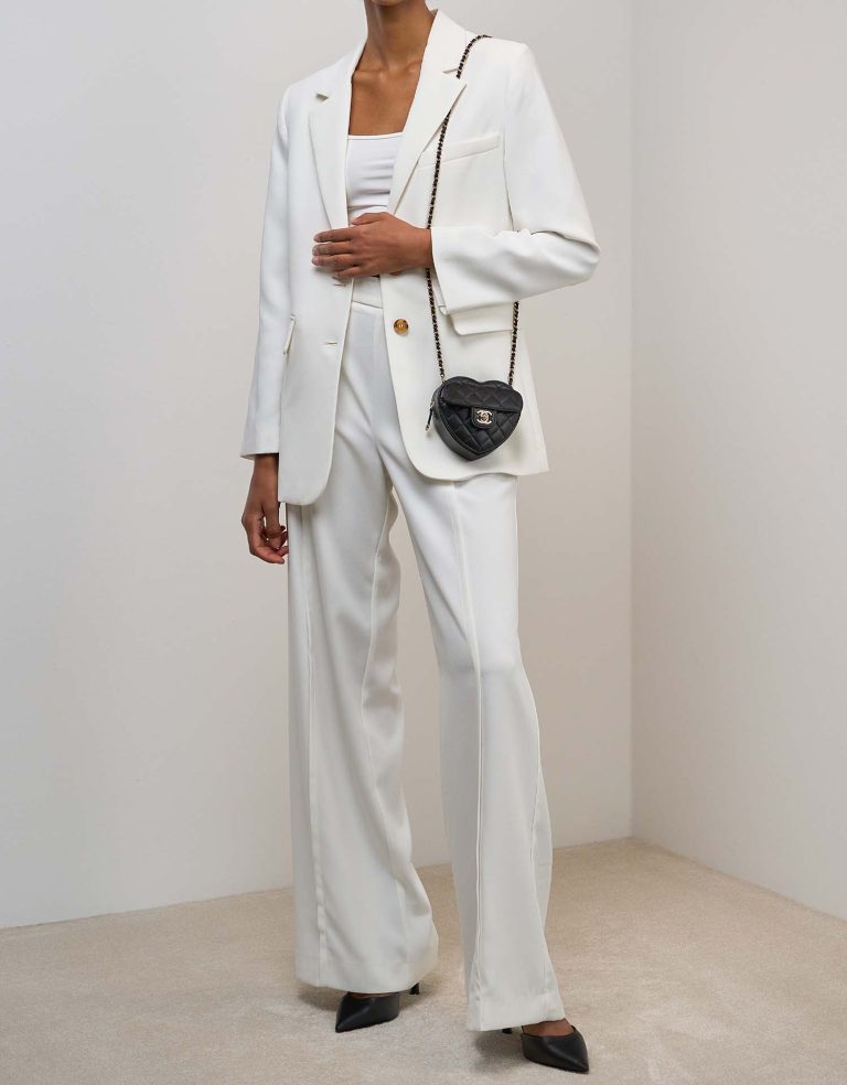 Chanel Timeless Heart Small Lamb Black on Model | Sell your designer bag