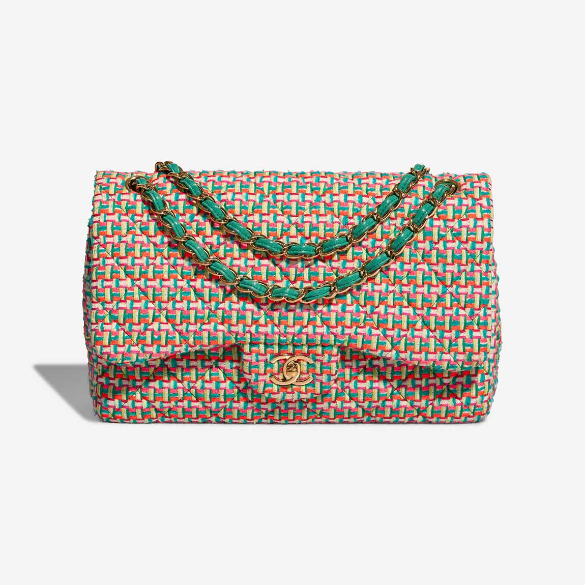 Chanel Timeless Jumbo Tweed Multicolour / Beige / Turquoise