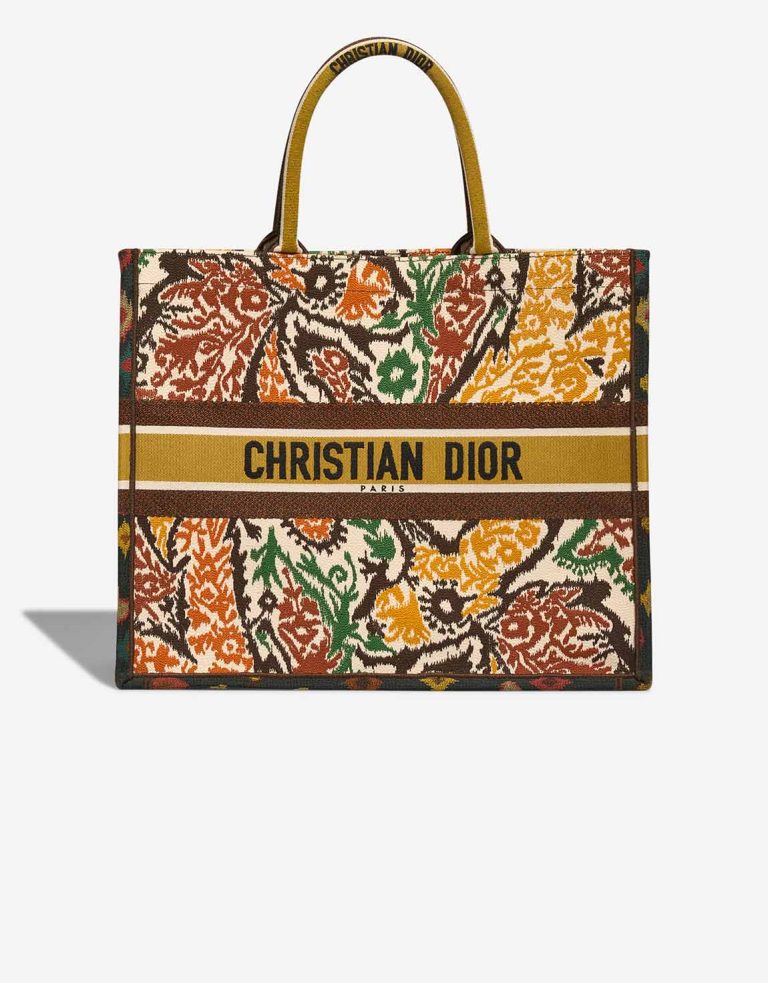 Dior Book Tote Large Fabric Brown / Yellow / Green Front | Sell your designer bag