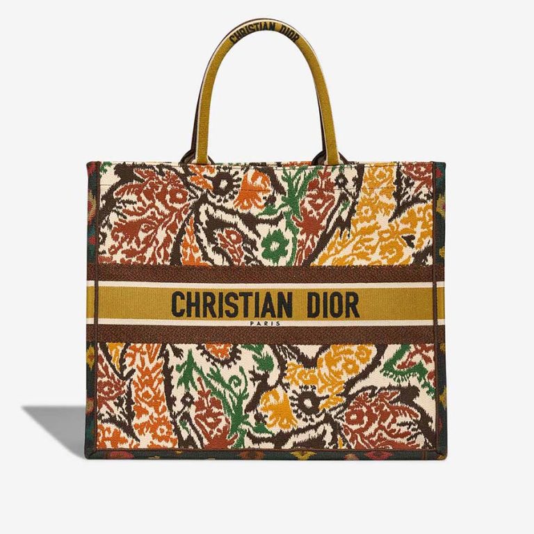 Dior Book Tote Large Fabric Brown / Yellow / Green Front | Sell your designer bag
