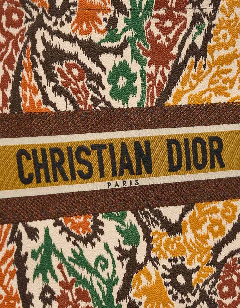 Dior Book Tote Large Fabric Brown / Yellow / Green Closing System | Sell your designer bag