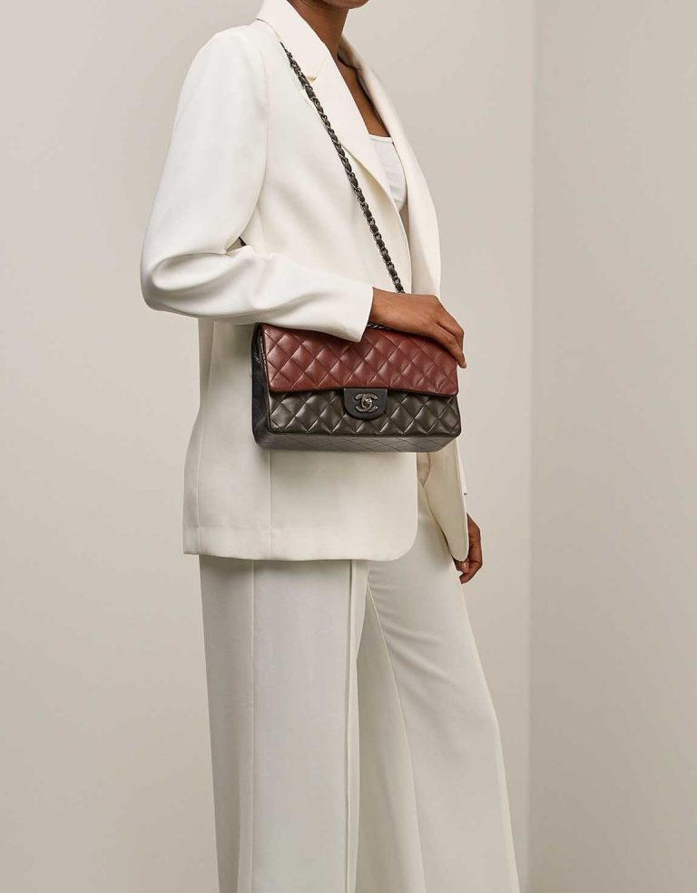 Chanel Timeless Medium Lamb Brown / Grey / Black Front | Sell your designer bag