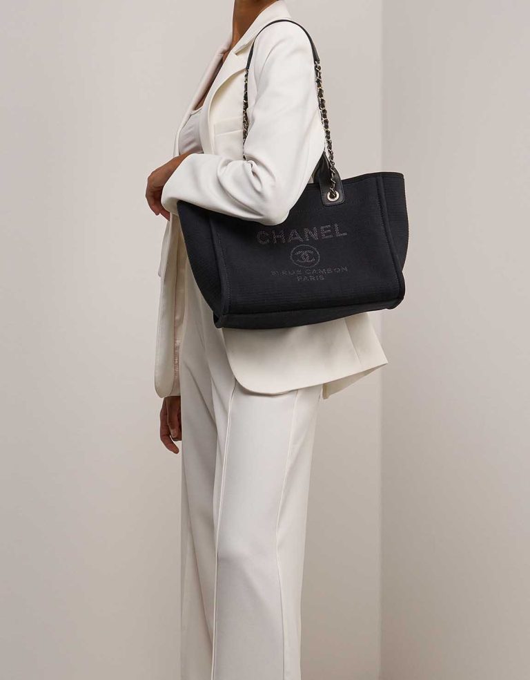 Chanel Deauville Small Cotton Black on Model | Sell your designer bag