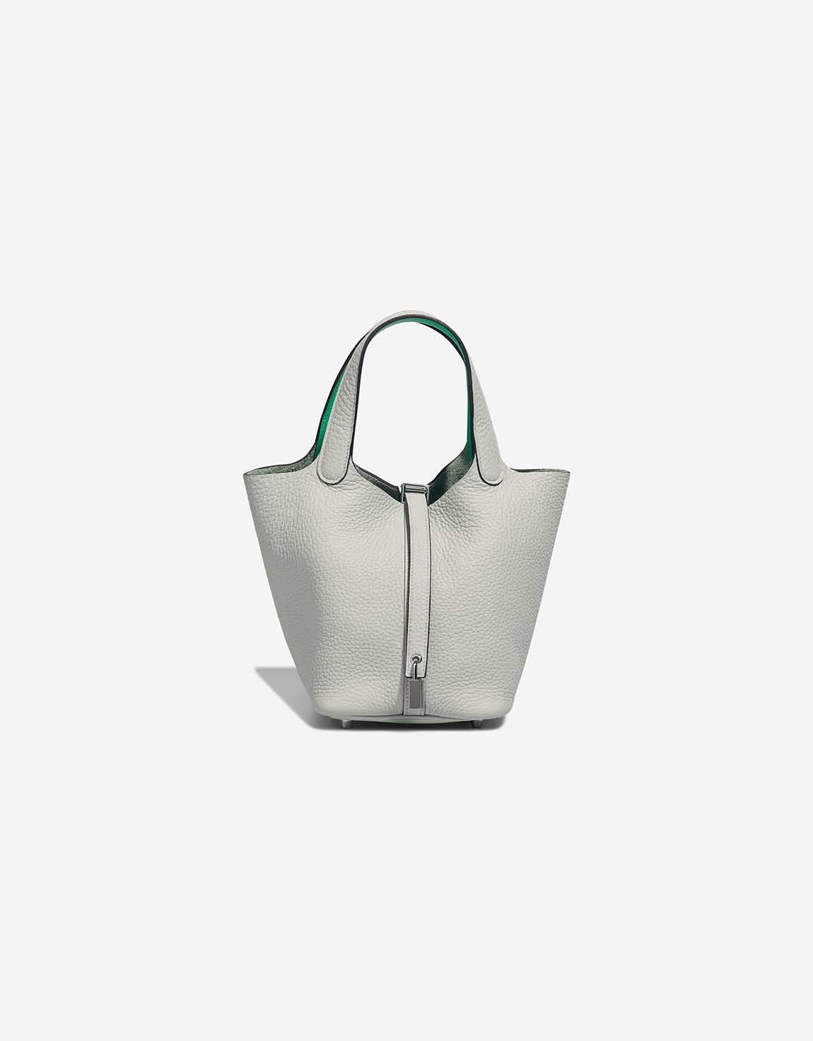 Hermès Picotin 18 Taurillon Clémence / Swift Gris Neve / Vert