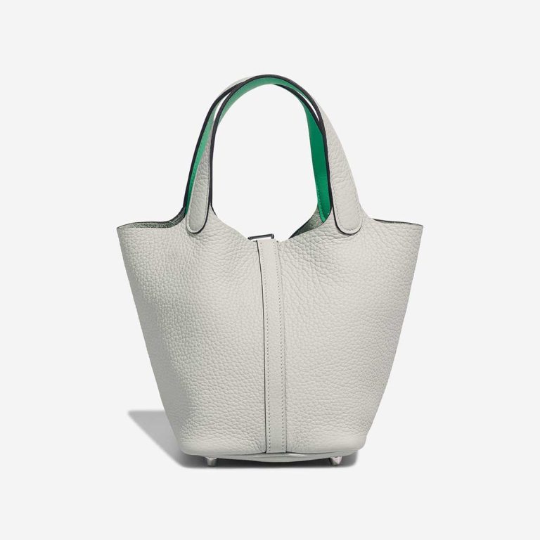 Hermès Picotin 18 Taurillon Clémence / Swift Gris Neve / Vert Comics | Sell your designer bag