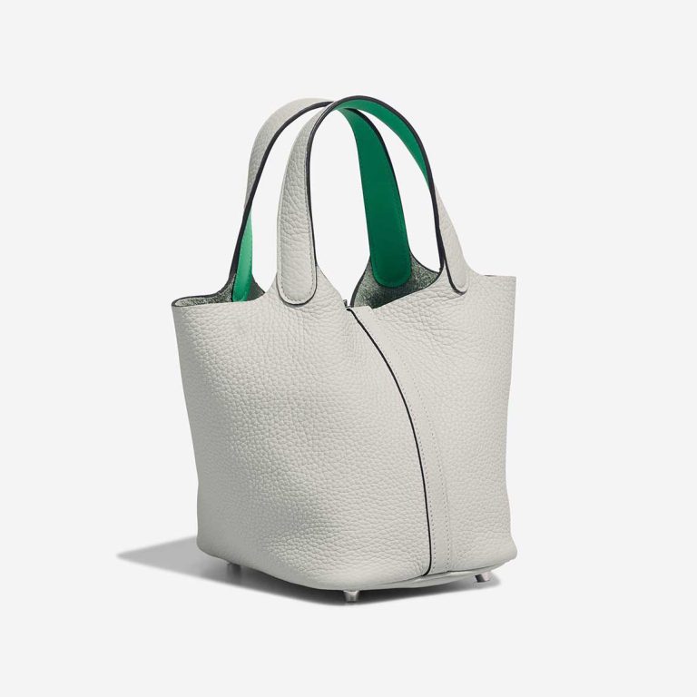 Hermès Picotin 18 Taurillon Clémence / Swift Gris Neve / Vert Comics | Sell your designer bag