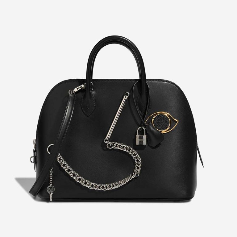 Hermès Bolide 1923 Smile 30 Tadelakt / Niloticus Lizard Black Front | Sell your designer bag
