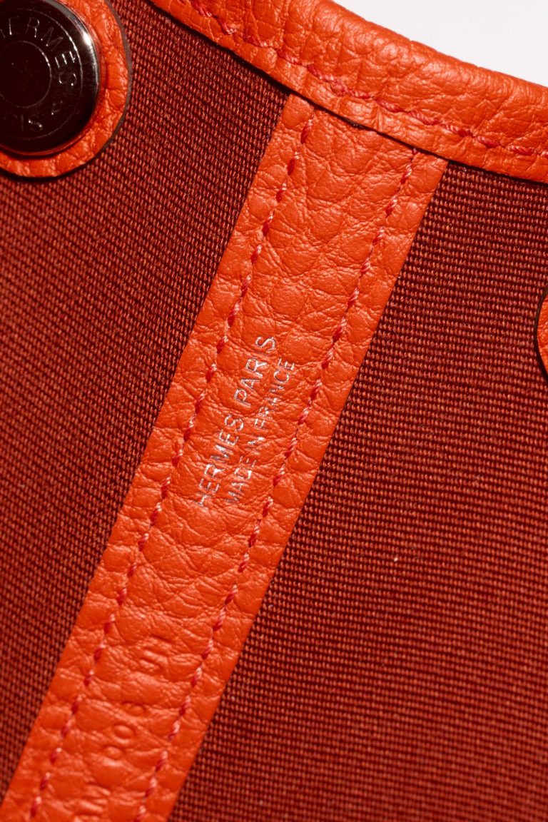 Hermès Garden Party 30 Toile / Taurillon Clémence Orange Mécano / Cuivre / Capucine Logo | Sell your designer bag