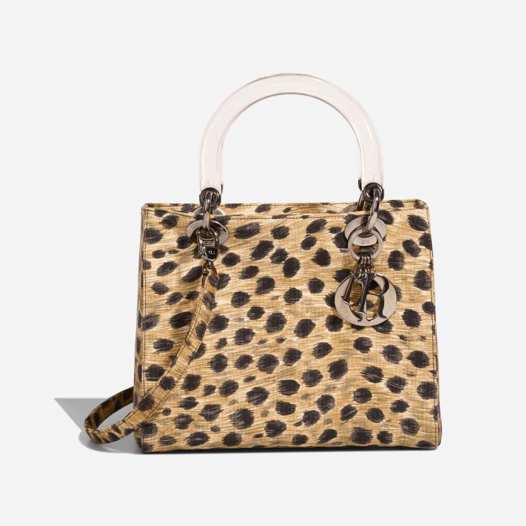 Dior Lady Medium Canvas Black / Brown Front | Sell your designer bag