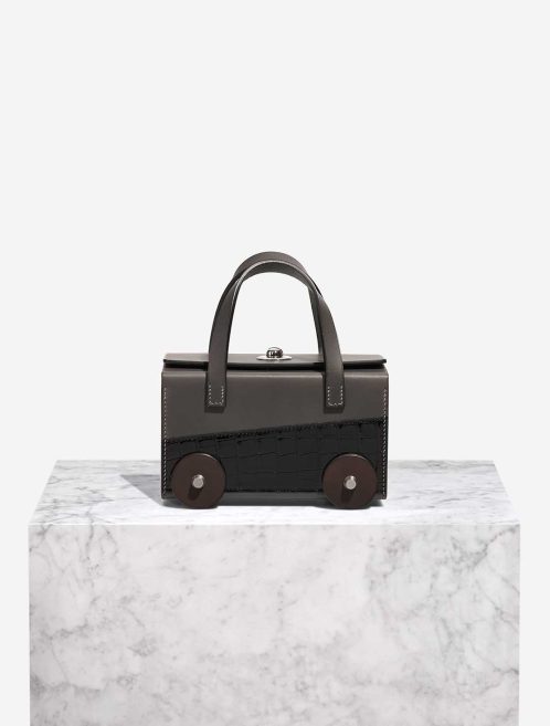 Hermès Petite h Minaudière Auto Alligator Mississippi / Vache Hunter Black / Gris Bougainvillier Front | Sell your designer bag