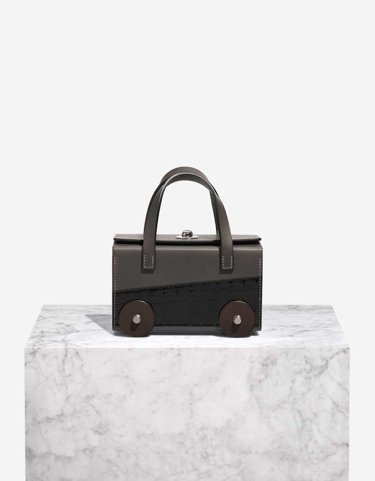 Hermès Petite h Minaudière Auto Alligator Mississippi / Vache Hunter Black / Gris Bougainvillier Front | Sell your designer bag