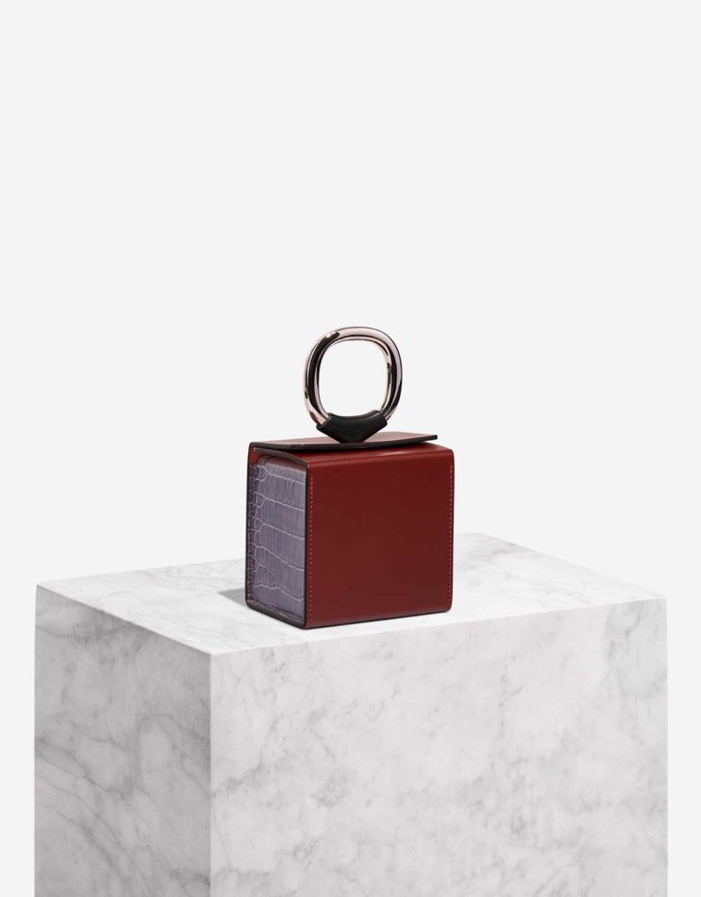 Hermès Petite h Minaudière Cube Helipse Porosus Crocodile / Swift Sienne / Blue Jean / Bleu Marine / Black Front | Sell your designer bag