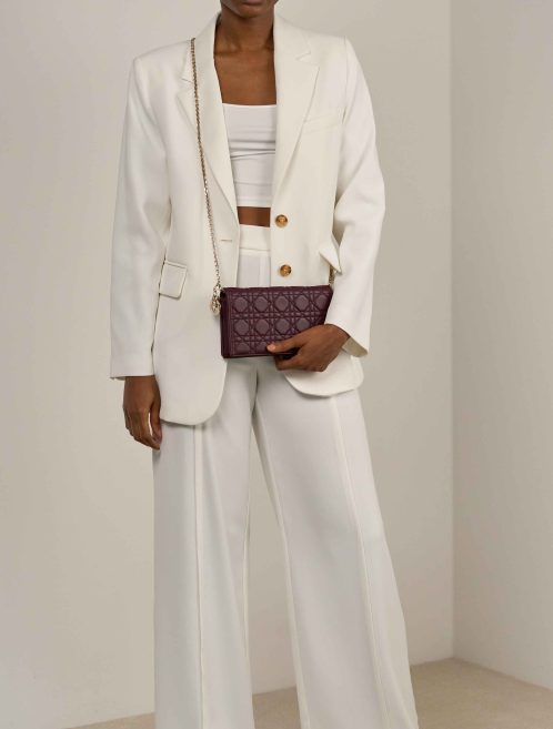 Dior Lady Pouch Lamb Burgundy on Model | Sell your designer bag