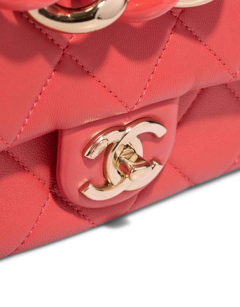 Chanel Timeless Medium Lamb Coral Red Closing System | Sell your designer bag