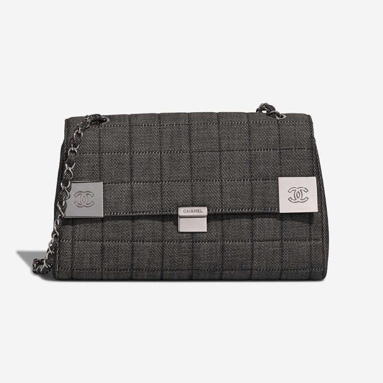 Chanel Chocolate Bar Medium Denim Grey Front | Sell your designer bag