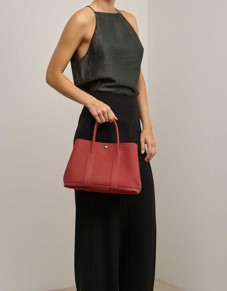 Hermès Garden Party 30 Veau Négonda Sanguine on Model | Sell your designer bag