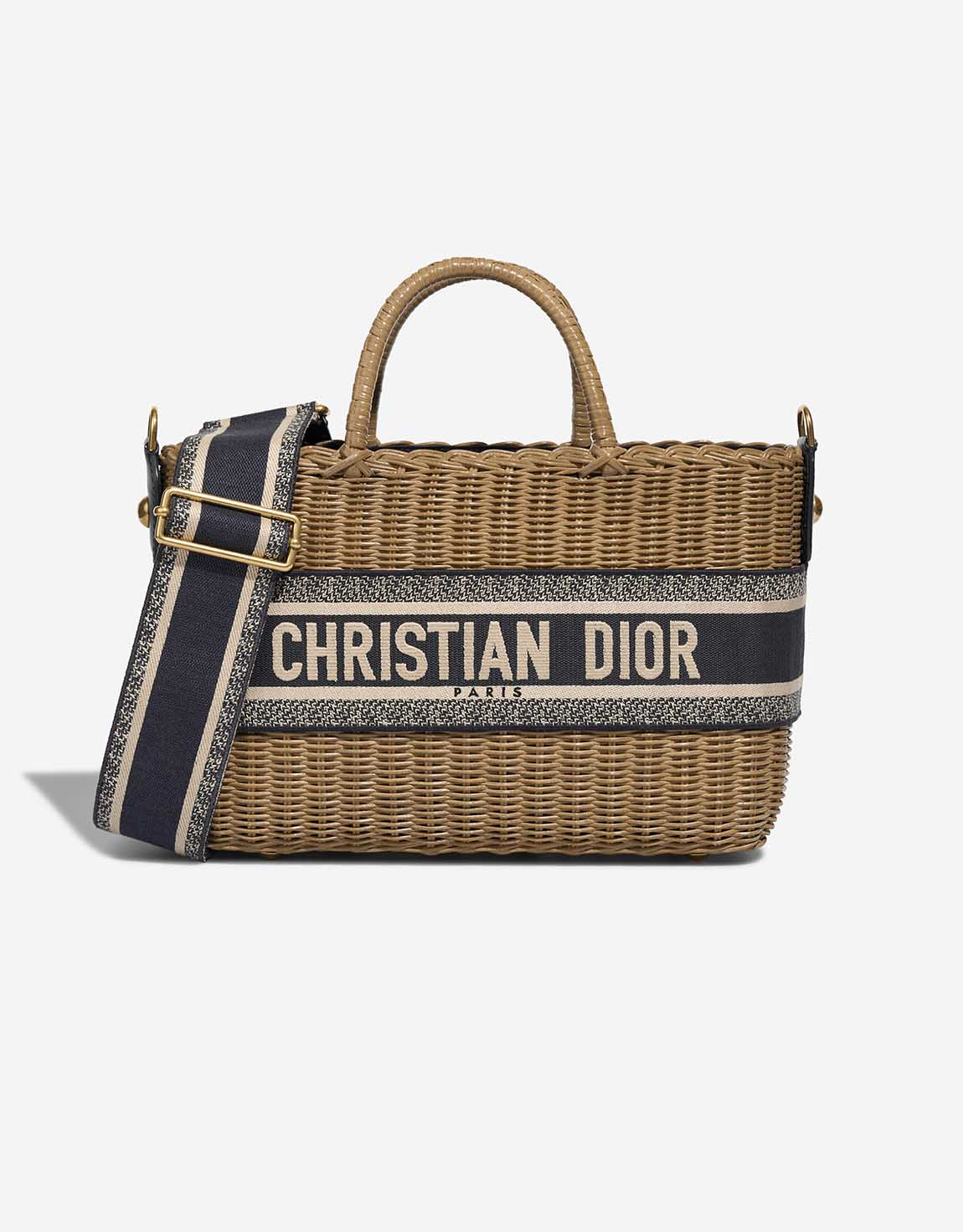 CHRISTIAN DIOR かごバッグ Dior Basket Bag Medium Wicker / Canvas Blue / Camel / Beige | SACLÀB