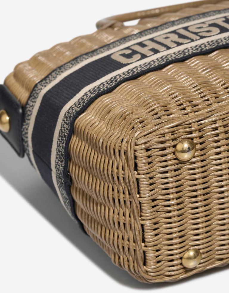 Dior Basket Bag Medium Wicker / Canvas Blue / Camel / Beige Signs of wear | Sell your designer bag