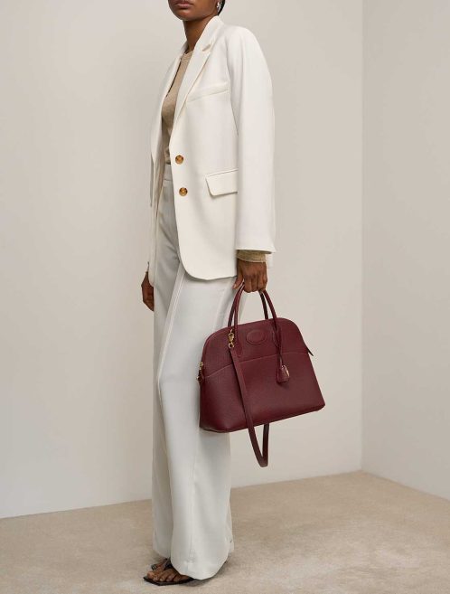 Hermès Bolide 35 Vache Fjord Rouge H on Model | Sell your designer bag