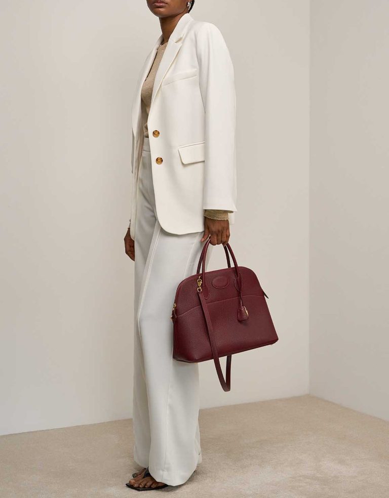 Hermès Bolide 35 Vache Fjord Rouge H on Model | Sell your designer bag